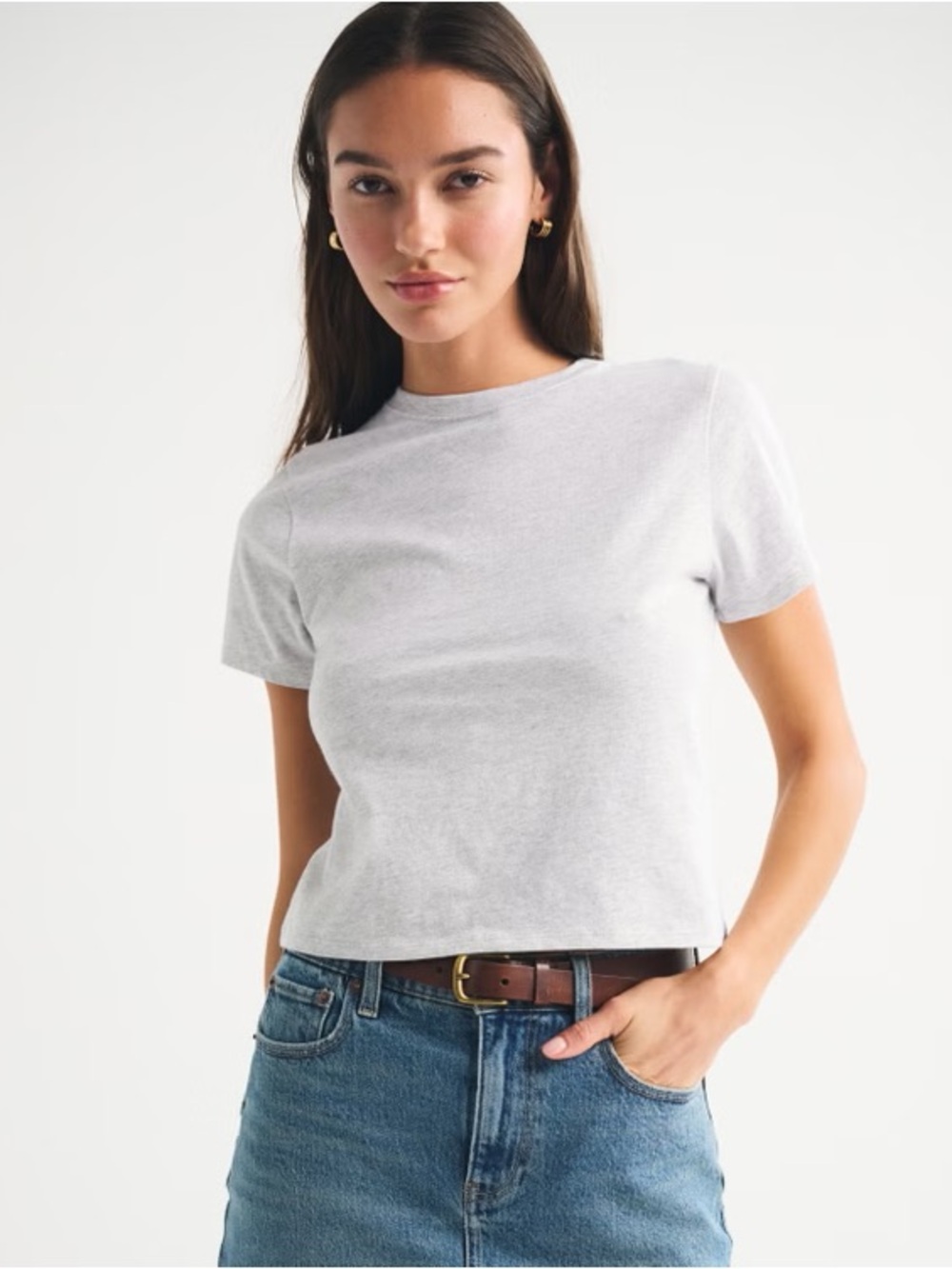 Abercrombie & Fitch Essential Polished Skimming Tee - Light Grey